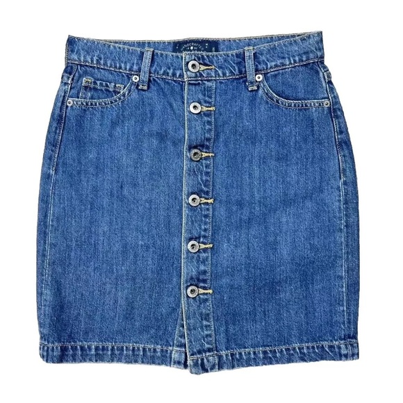 Vtg Lucky Brand 2/26 Denim Button Front Pencil Mini Skirt Blue Jean Medium Wash - Picture 1 of 9